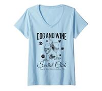Femme Dog and Wine Social Club Dogs and Wine Fait Que Tout va Bien T-Shirt avec Col en V