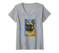Femme Dog Art Bouledogue français T-Shirt avec Col en V