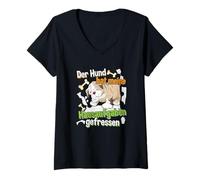 Femme Dog Ate My Homework - Citation d'apprentissage de l'allemand T-Shirt avec Col en V