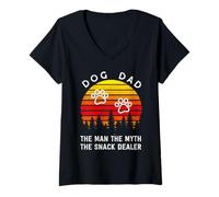 Femme Dog Dad The Man The Myth The Snack Dealer - Amoureux des Chiens T-Shirt avec Col en V