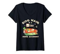 Femme Dog Hair is A Home ACCESORY T-Shirt avec Col en V