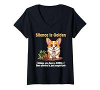 Femme Dog Lovers Silence is Golden Unless You Have a Corgi T-Shirt avec Col en V