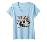 Femme Dog Mama, mère fière d'aimer Les Chiens T-Shirt avec Col en V