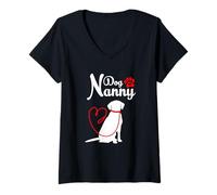 Femme Dog Nanny T-Shirt avec Col en V