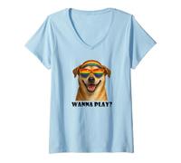 Femme "Dog, tu veux jouer?", LGBTQ, gay-prime T-Shirt avec Col en V