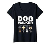 Femme Dog Walker Ce que disent mes clients Dog Face Funny Dog Walker T-Shirt avec Col en V
