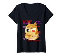 Femme Doge de la Saint-Valentin T-Shirt avec Col en V