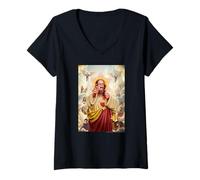 Femme Dogma Movie Christ with Main Characters Poster T-Shirt avec Col en V