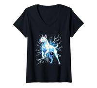 Femme Dogo Argentino Electric Power Race Art T-Shirt avec Col en V