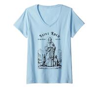 Femme Dogs Patron Saint Roch Vintage Funny Canine Lovers T-Shirt avec Col en V