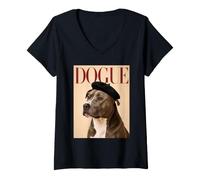 Femme Dogue Pitbull Mom Pibble Lover Dog Dad T-Shirt avec Col en V