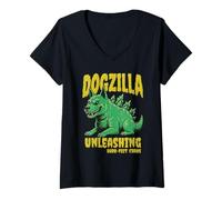 Femme Dogzilla Chien Monstre Kaiju Chaos Fan T-Shirt avec Col en V