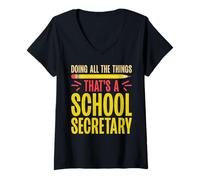 Femme Doing All The Things That at a School Secretary T-Shirt avec Col en V
