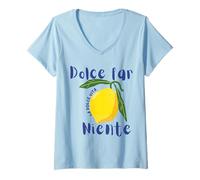 Femme Dolce far niente la dolce vita citron italien T-Shirt avec Col en V