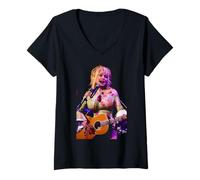 Femme Dolly Parton 9 à 5 Singer Live Glasgow 2002 T-Shirt avec Col en V