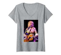 Femme Dolly Parton Live 9 to 5 Singer Glasgow 2002 T-Shirt avec Col en V