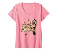 Femme Dolly Parton, Star de la Musique Country T-Shirt avec Col en V, Rose, M