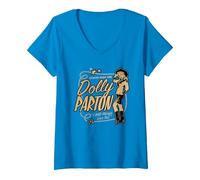 Femme Dolly Parton, Star de la Musique Country T-Shirt avec Col en V, Saphir, L