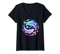 Femme Dolphin Colorful Sea Ocean Animal Fish Dolphin T-Shirt avec Col en V