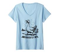 Femme Domestiqué est Un Mythe, Un Animal mème drôle d'oie T-Shirt avec Col en V