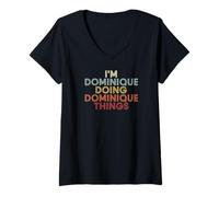 Femme Dominique Name Dominique Personalized Name First Given T-Shirt avec Col en V