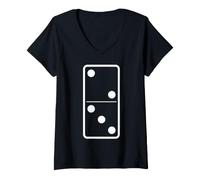 Femme Domino Costume 2 3 Halloween Group White T-Shirt avec Col en V