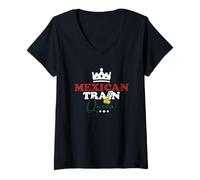 Femme Dominos Lover Jeu de domino amusant Train mexicain Reine T-Shirt avec Col en V