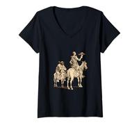 Femme Don Quichotte et Sancho Panza T-Shirt avec Col en V