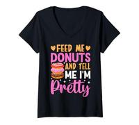 Femme Donne-moi des beignets et dis-moi que je suis jolie T-Shirt avec Col en V