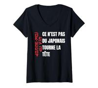 Femme Donne Moi Du Vin Japonais Cadeau Humour Homme T-Shirt avec Col en V