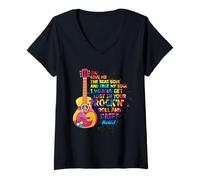 Femme Donne-Moi Le Rythme et libère Mon âme, Je Veux Faire du Rock'n Roll T-Shirt avec Col en V
