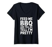 Femme Donne-Moi Un Barbecue et dis-Moi Que Je suis Une Jolie Amateur de Barbecue T-Shirt avec Col en V