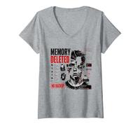 Femme Données supprimées de mémoire corrompues Cyber Glitch Dystopian Art T-Shirt avec Col en V