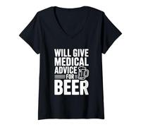 Femme Donnera des Conseils médicaux pour l'humour de la bière T-Shirt avec Col en V