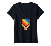 Femme Donnez de l'amour aux LGBT T-Shirt avec Col en V