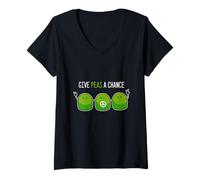 Femme Donnez Une Chance aux Petits Pois, gourmets ou cuisiniers T-Shirt avec Col en V