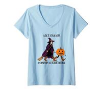 Femme Donnons-Moi Quelque Chose à dire à Propos de Pumpkin Witch T-Shirt avec Col en V