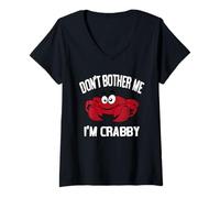 Femme Don't Bother Me I'm Crabby T-Shirt avec Col en V