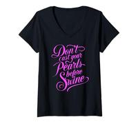 Femme Dont Cast Your Pearls Before Swine Bible Verse Écriture Dieu T-Shirt avec Col en V