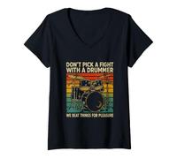 Femme Dont drôle de ne Pas Choisir de se Battre avec Le Batteur T-Shirt avec Col en V