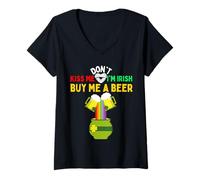 Femme Don't Kiss Me I'm Irish Shenanigans Beer 2022 St Patrick T-Shirt avec Col en V
