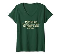 Femme Don't Let My Big Tits Scare You I'm Really A Nice Person Y2k T-Shirt avec Col en V