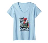 Femme Don't Like Me F-CAW-F Problème résolu Funny Rooster T-Shirt avec Col en V