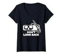 Femme Don't Look Back Skull Squelette T-Shirt avec Col en V