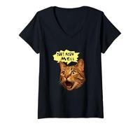 Femme Don't Meow Me Funny Cat Sassy Tabby Kitten Face Meme T-Shirt avec Col en V