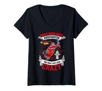 Femme Don't Mess with Firefighter Fireman Firefighters Lovers T-Shirt avec Col en V