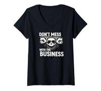 Femme Don't Mess with The Business Funny Ferret Group Pun T-Shirt avec Col en V
