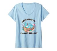 Femme Don't Mind Me I'll Just Hop on par Cute Frog Nature Design T-Shirt avec Col en V