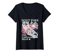 Femme Don't Poke The California Bear Republic State Park US Resist T-Shirt avec Col en V