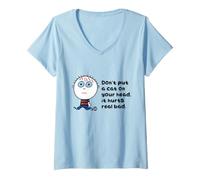 Femme Don't Put A Cat on Your Head Funny T-Shirt avec Col en V